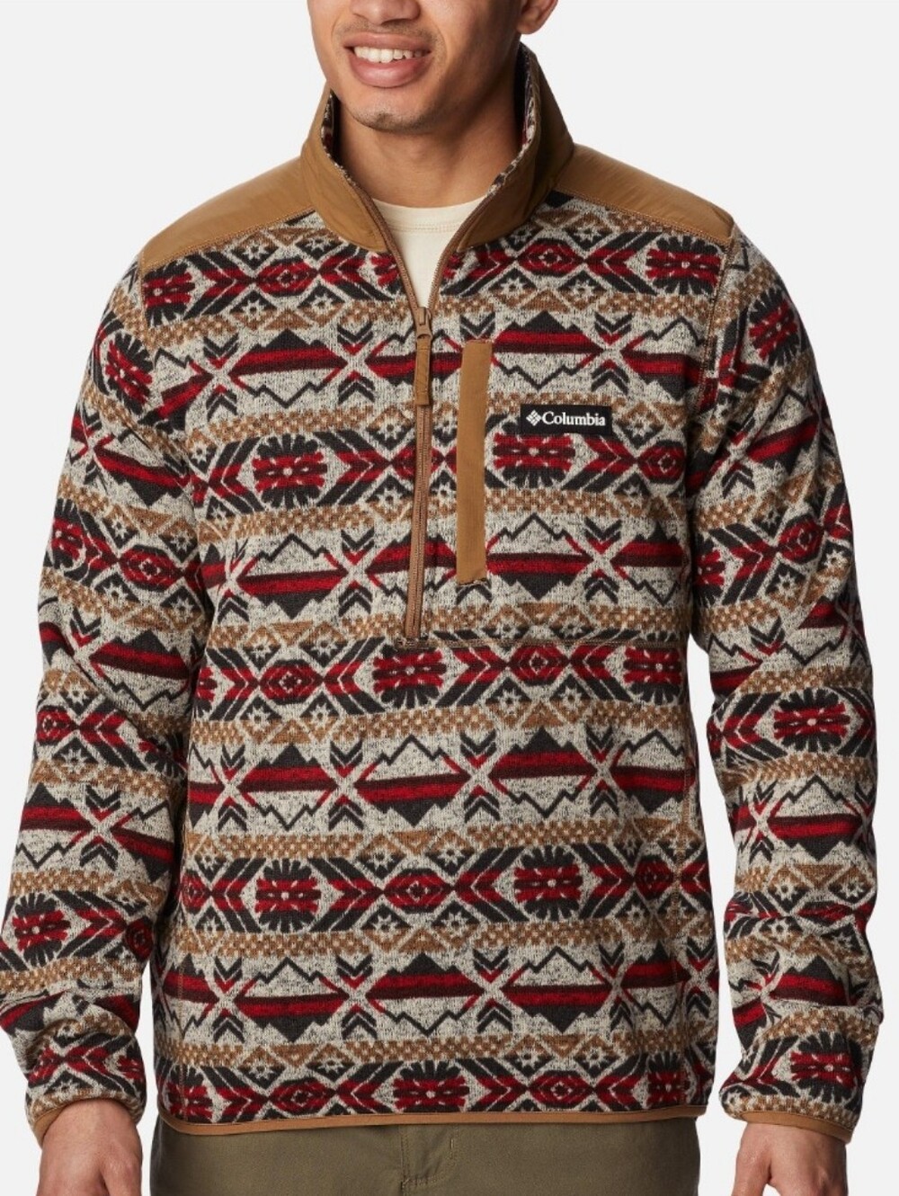 Columbia Mens Sweater Weather Printed Half Zip Fleece Pullover Size Large